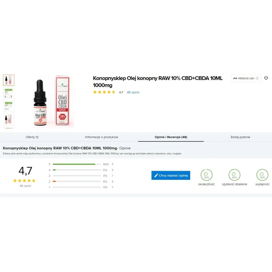 Olej konopny RAW 10% CBD+CBDA 10ML 1000mg