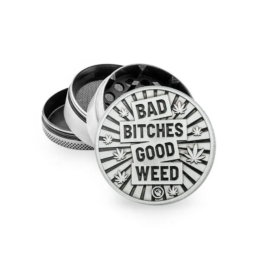 Metal Grinder BAD BITCHES GOOD WEED 50mm fire-flow