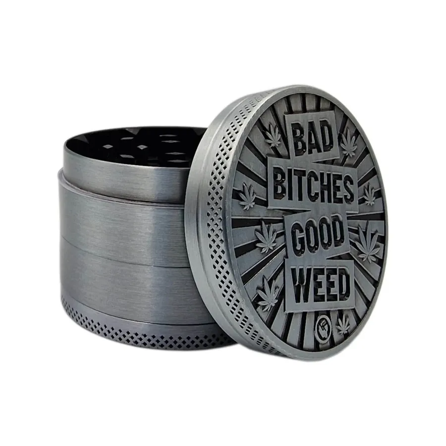 Metal Grinder BAD BITCHES GOOD WEED 50mm fire-flow