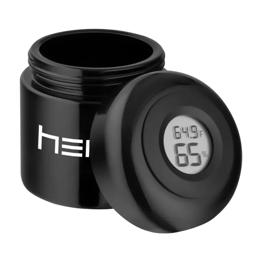 Glass odourless container with hygrometer 100ml HERO | Hemp Shop Glass odourless container with hygrometer 100ml HERO | Hemp Shop