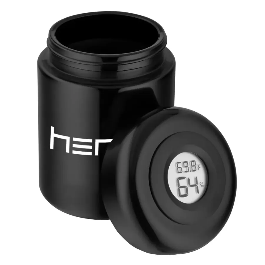 Glass unscented container with hygrometer 250ml HERO | Hemp Shop