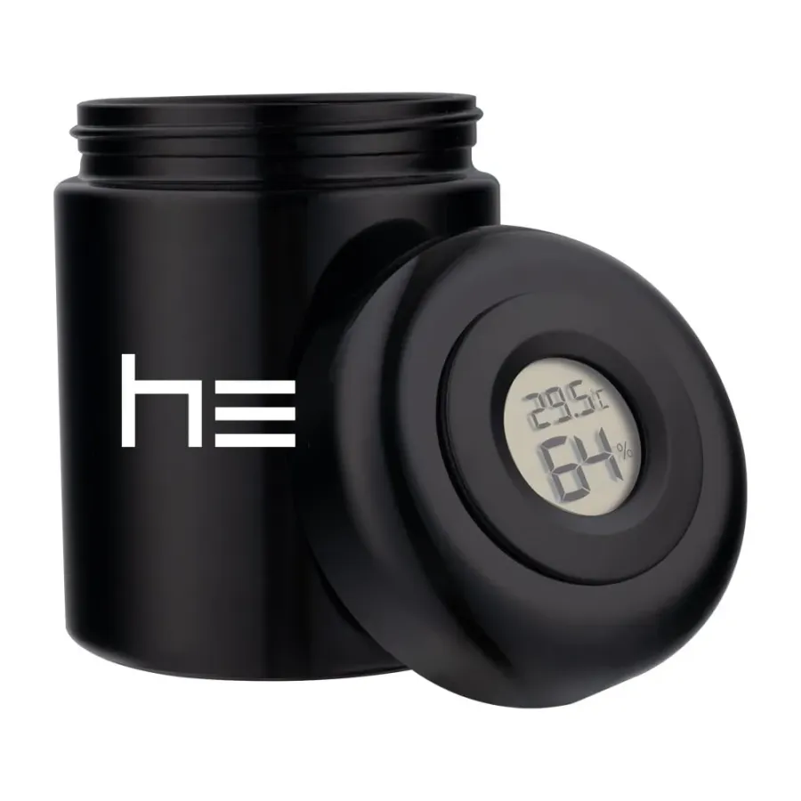 Glass unscented container with hygrometer 250ml HERO | Hemp Shop Glass unscented container with hygrometer 250ml HERO | Hemp Shop