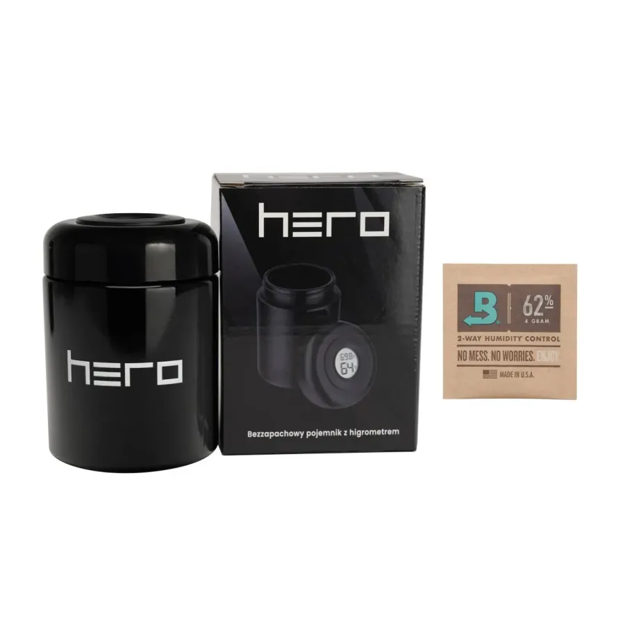 Скляний контейнер без запаху з гігрометром 250 мл HERO | Конопляний магазин
