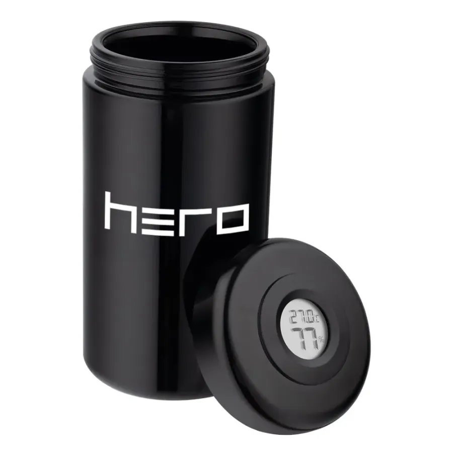 Glass unscented container with hygrometer 500ml HERO | Hemp Shop