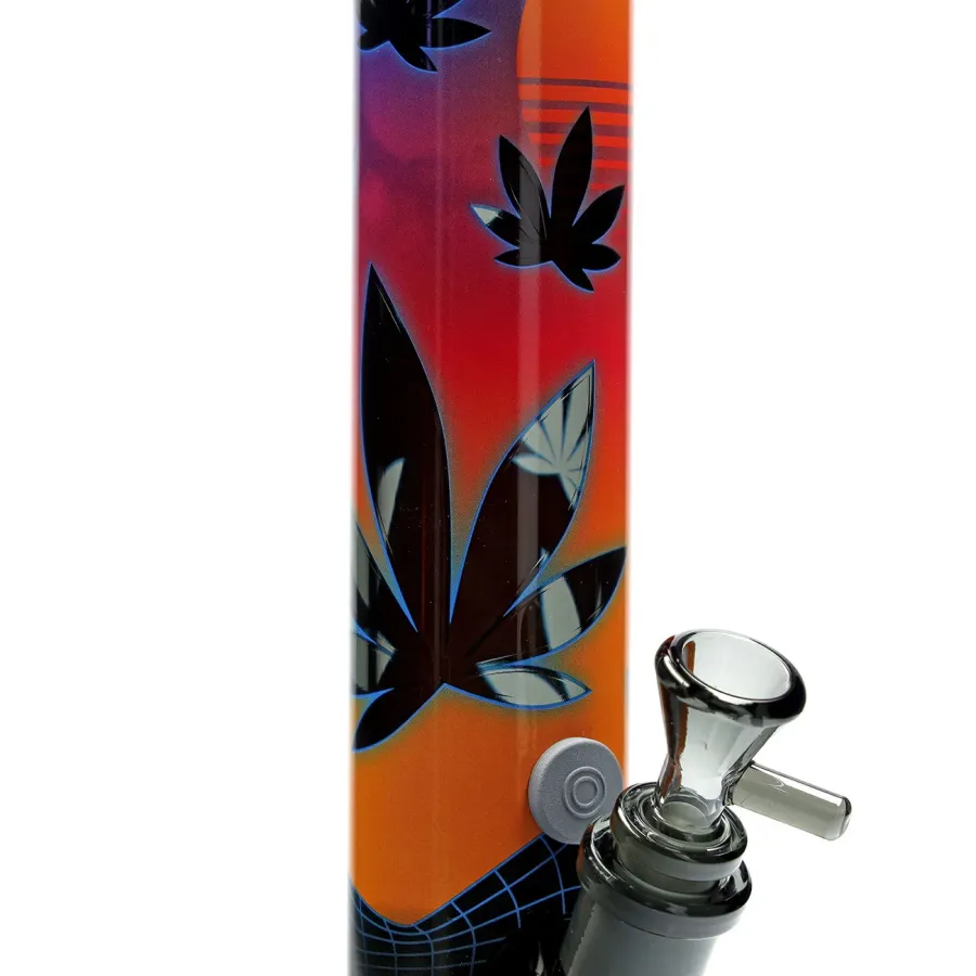 GLASS BONG FIRE-FLOW X BLACK LEAF BONG LEAVES 37-3 40CM | Hemp Shop