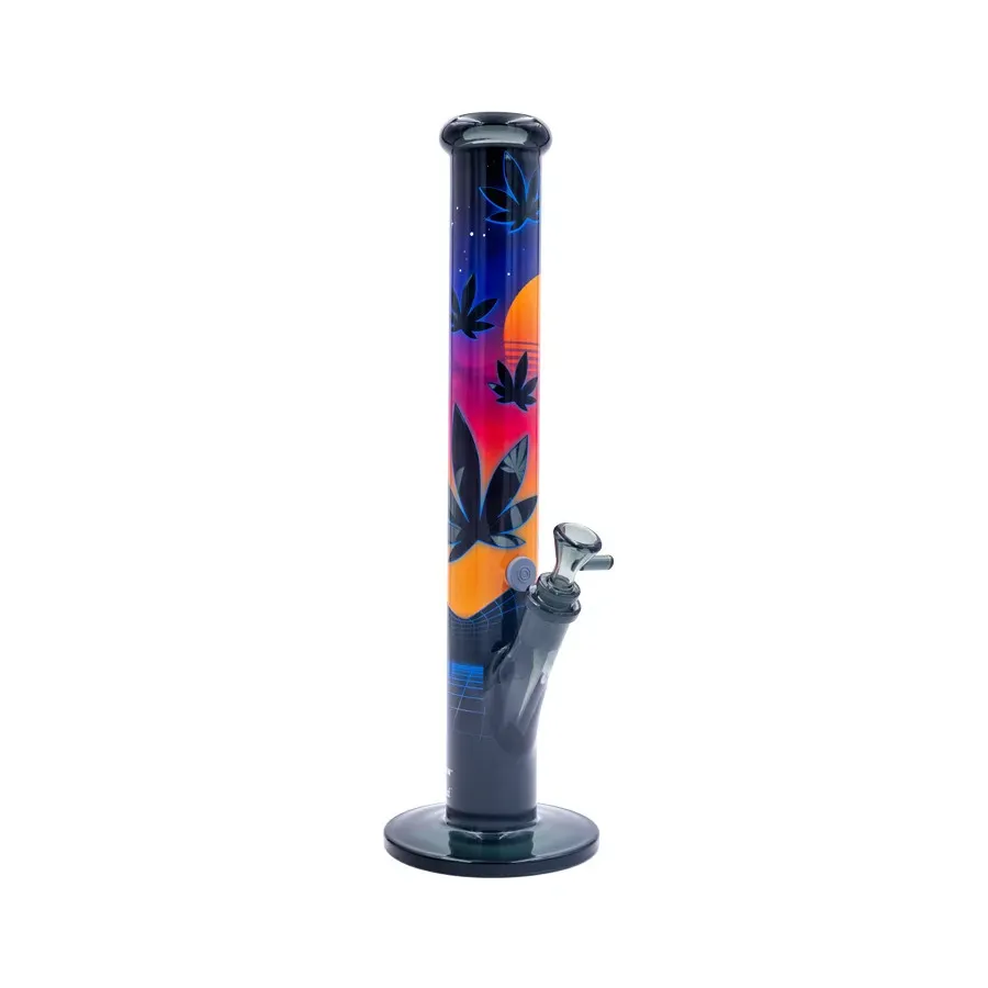 GLASS BONG FIRE-FLOW X BLACK LEAF BONG LEAVES 37-3 40CM | Hemp Shop