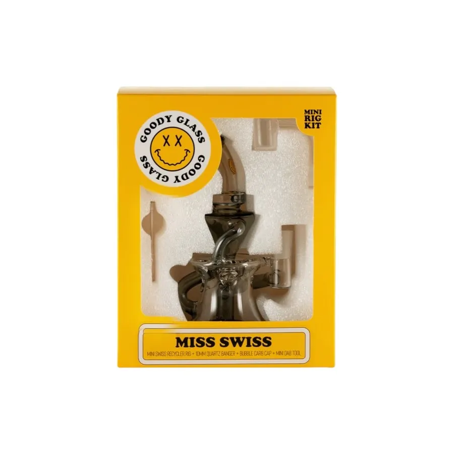 Bongo Goody Glass Miss Swiss Mini Dab Rig Smoke 4- cz