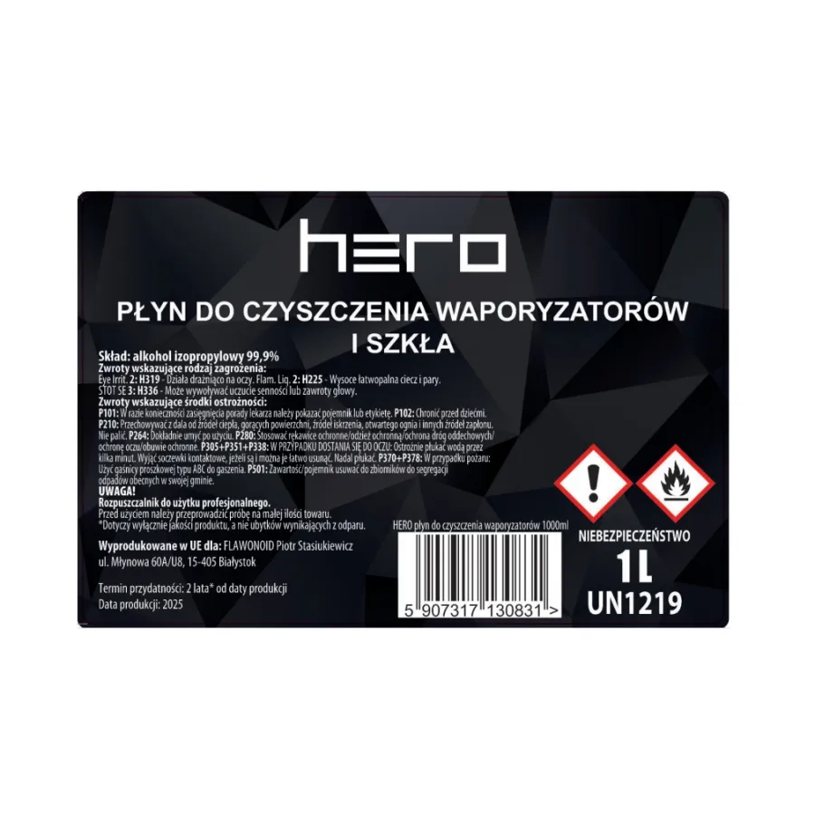 Płyn do czyszczenia waporyzatora oraz szkła 1000ml HERO