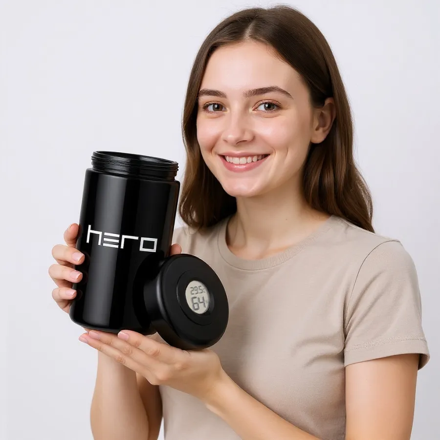 Glass unscented container with hygrometer 500ml HERO | Hemp Shop Glass unscented container with hygrometer 500ml HERO | Hemp Shop