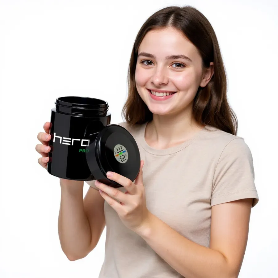 Glasbehälter geruchlos mit Hygrometer 250ml HERO PRO