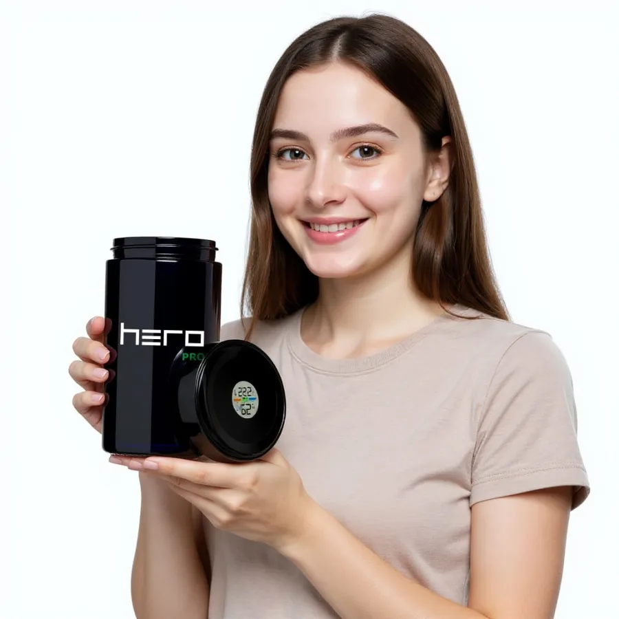 Szklany pojemnik bezzapachowy z higrometrem 500ml HERO PRO