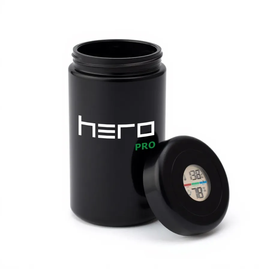 Скляний контейнер без запаху з гігрометром 500мл HERO PRO
