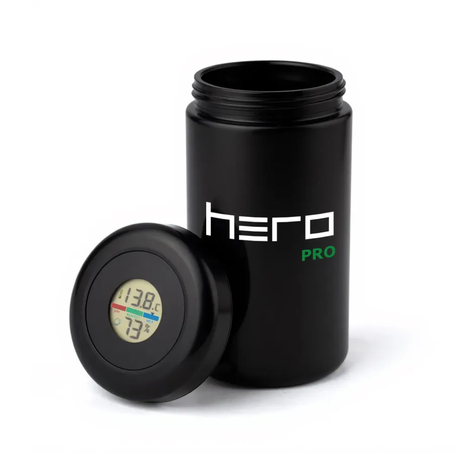 Szklany pojemnik bezzapachowy z higrometrem 500ml HERO PRO
