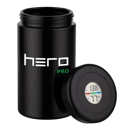 Скляний контейнер без запаху з гігрометром 500мл HERO PRO Скляний контейнер без запаху з гігрометром 500мл HERO PRO