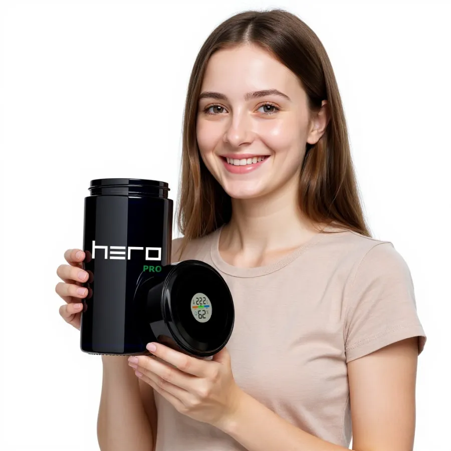 Geruchsneutraler Glasbehälter mit Hygrometer 1000ml HERO PRO