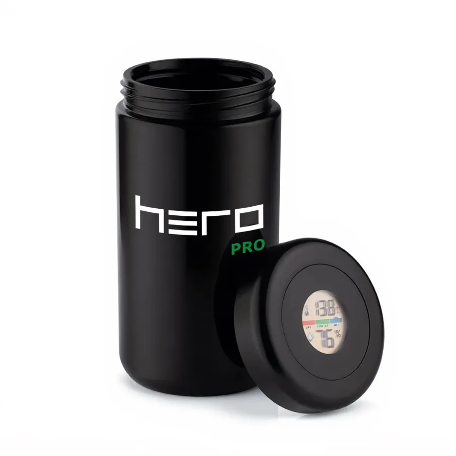Szklany pojemnik bezzapachowy z higrometrem 1000ml HERO PRO
