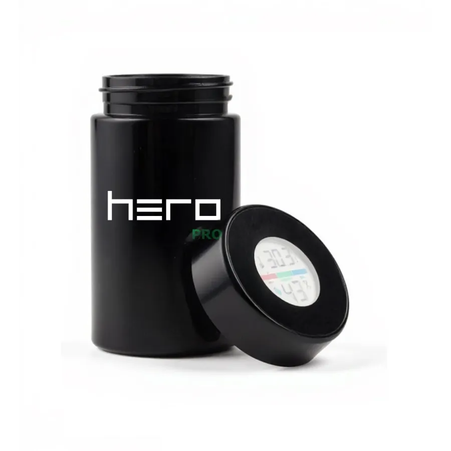 Unparfümierter Glasbehälter mit Hygrometer 100ml HERO PRO