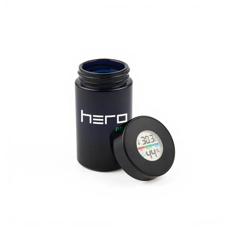 Geruchloser Glasbehälter mit Hygrometer 150ml HERO PRO