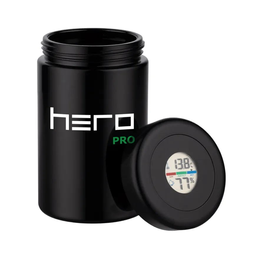 Glass unscented container with hygrometer 500ml HERO PRO