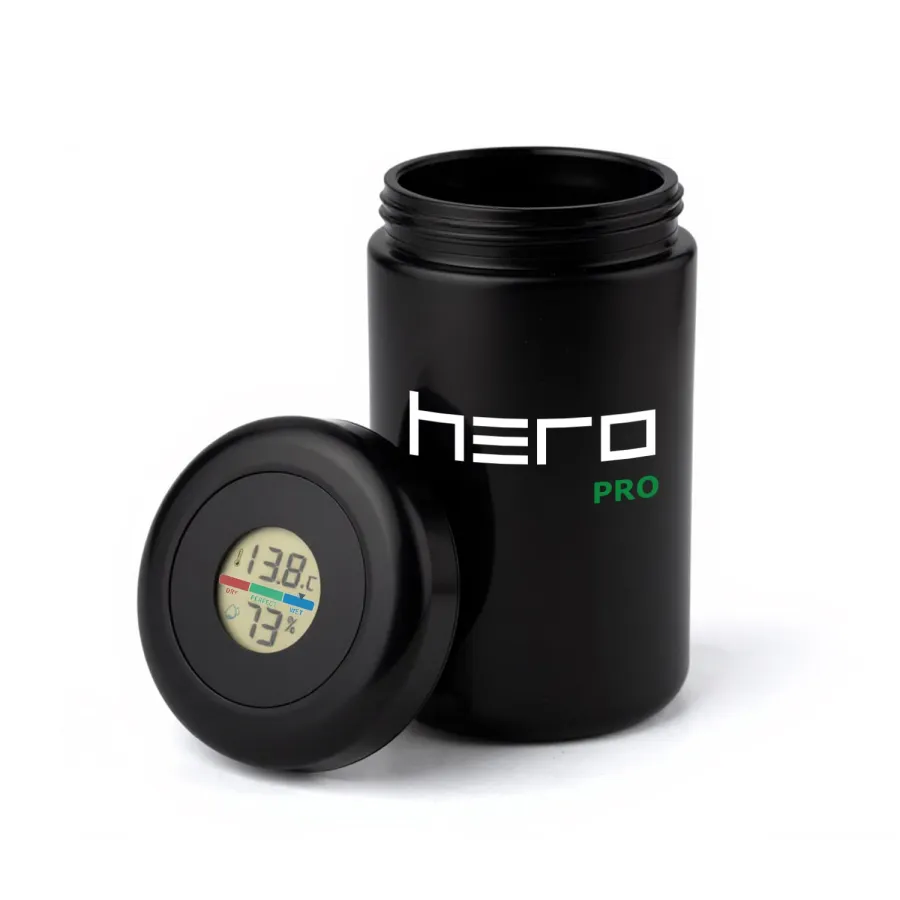 Glass unscented container with hygrometer 400ml HERO PRO
