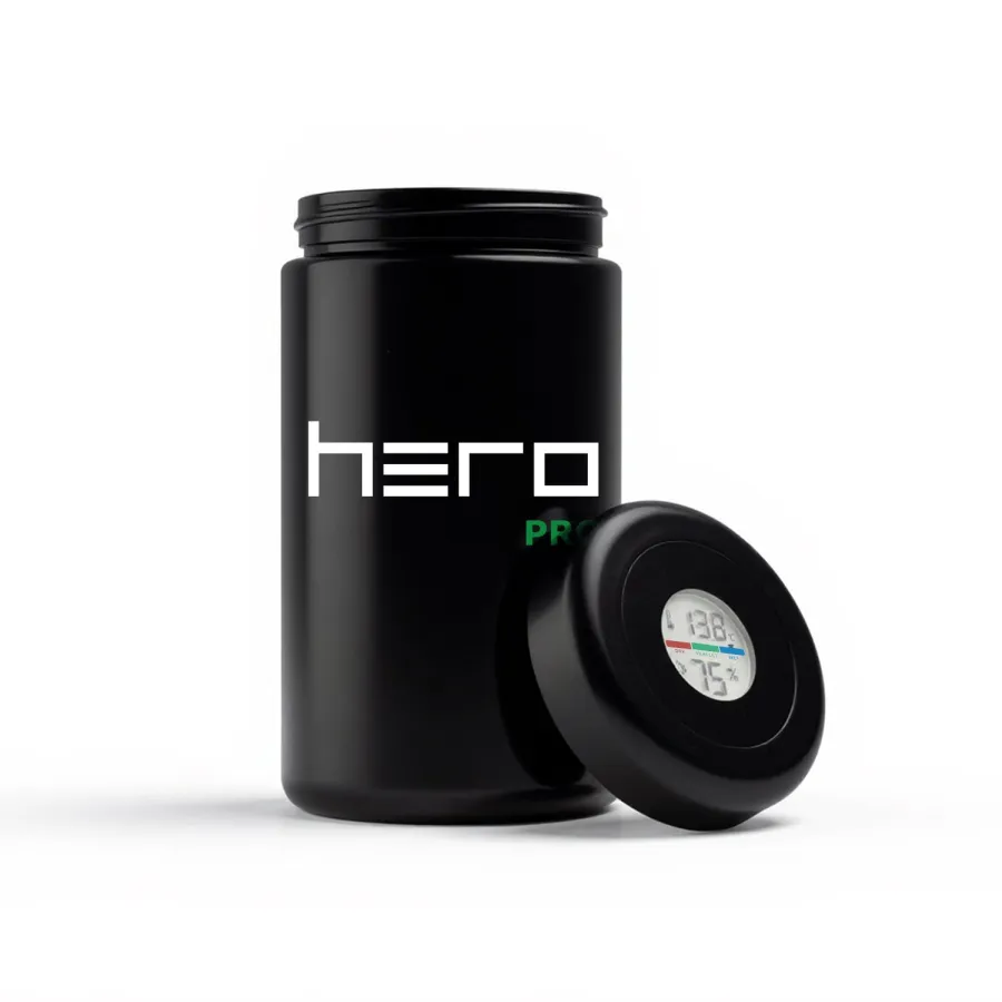Unparfümierter Glasbehälter mit Hygrometer 2000ml HERO PRO