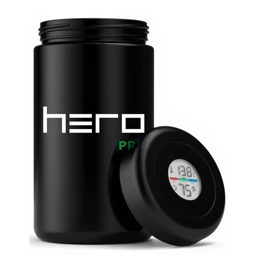 Geruchsneutraler Glasbehälter mit Hygrometer 1000ml HERO PRO