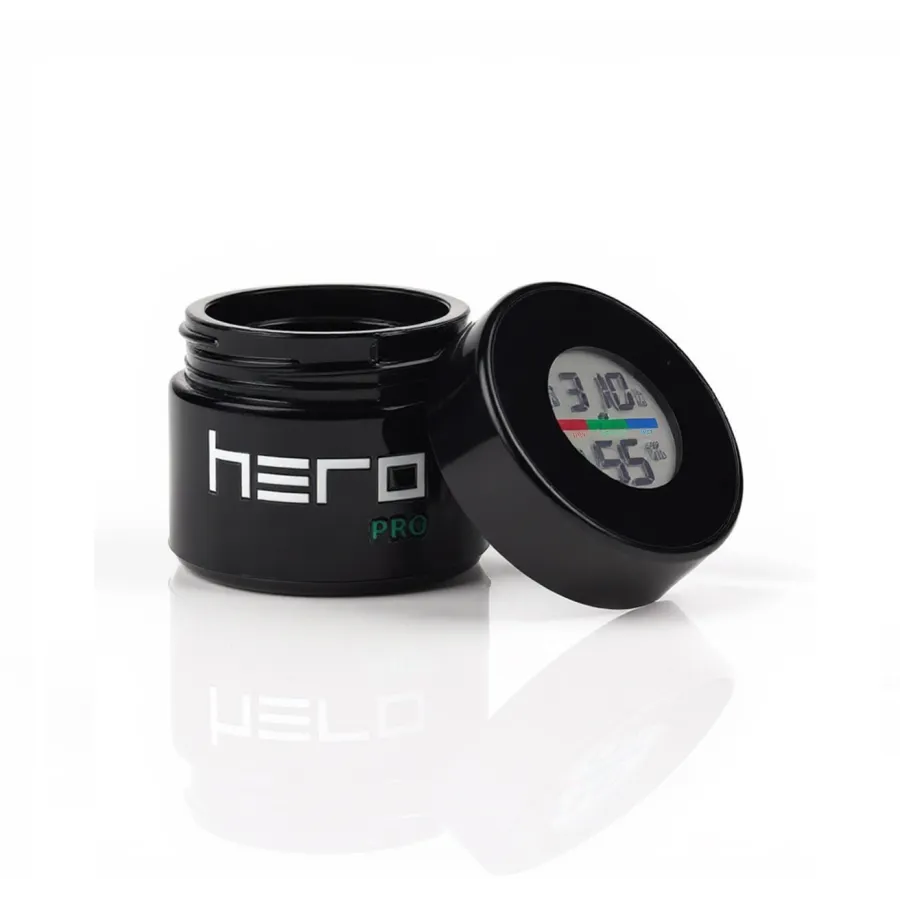 Szklany pojemnik bezzapachowy z higrometrem 50ml HERO PRO